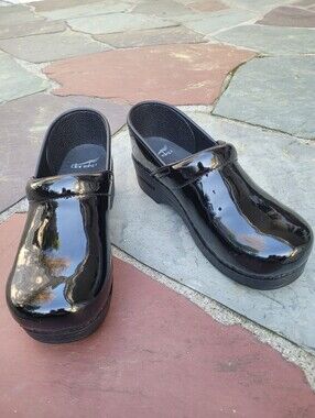 Dansko Black Patent Leather Clogs